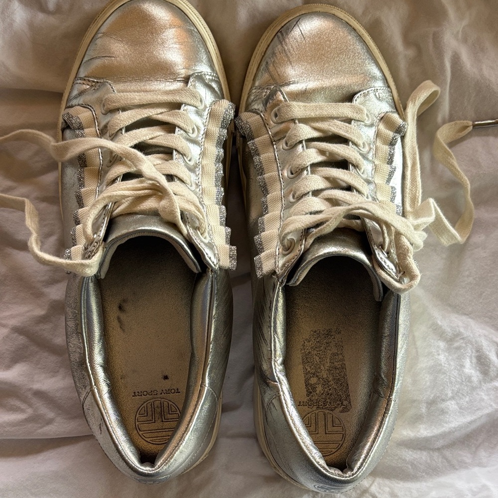 Tory Burch Silver and Cream Women's Sneakers
